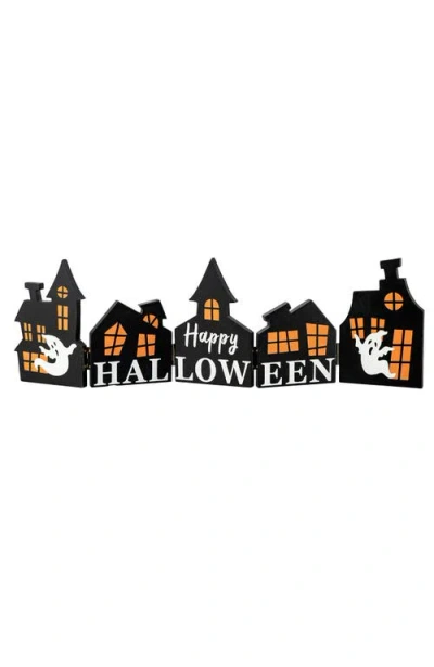 Glitzhome Halloween Wooden Hinged Haunted House Table Decor In Black