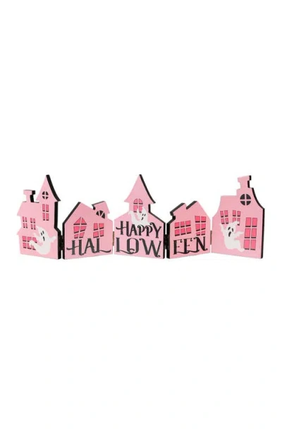 Glitzhome Halloween Wooden Hinged Haunted House Table Decor In Pink