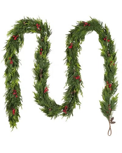 Glitzhome Handmade 18ft Christmas Dripping Garland With Pinecones & Red  Berries In Multi