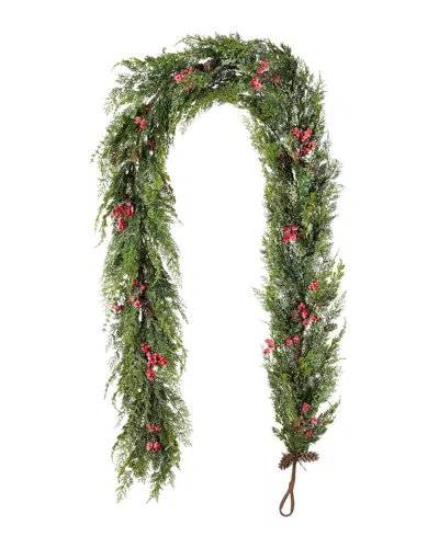 Glitzhome Handmade 9ft Christmas Greenery Frosted Dripping Garland With  Pinecones & Red Berries In Multi
