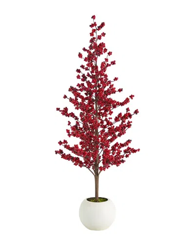 Glitzhome Handmade Berry Porch Tree In Red