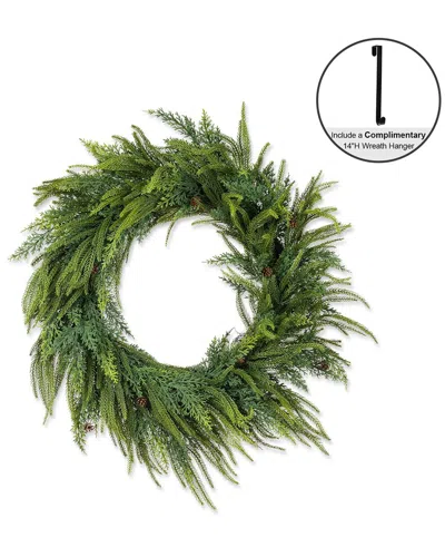 Glitzhome Handmade Christmas Greenery Mixed Dripping Wreath With Pinecones