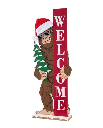 Glitzhome Handmade Christmas Wooden Big Foot Porch Décor In Multi
