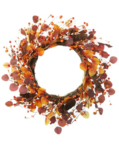 GLITZHOME GLITZHOME HANDMADE FALL EUCALYPTUS BERRY WREATH