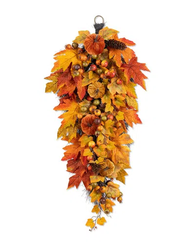 Glitzhome Handmade Fall Velvet Pumpkin In Orange