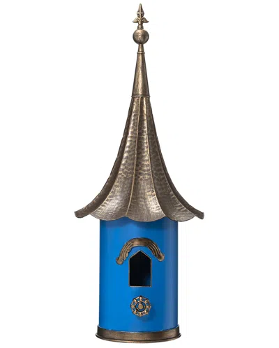 Glitzhome Handmade Farmhouse Metal Pagoda Birdhouse In Blue
