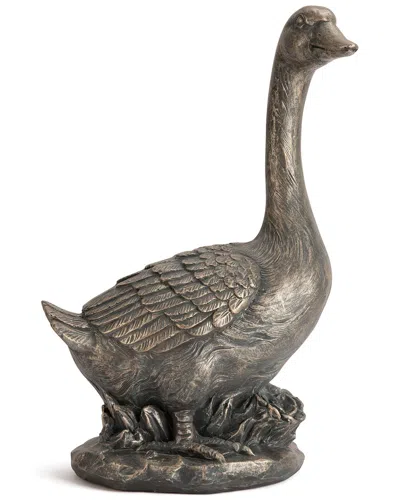 Glitzhome Handmade Goose Garden Statue In Brown