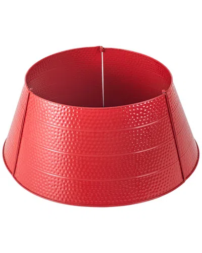 Glitzhome Handmade Hammered Metal Tree Collar In Red