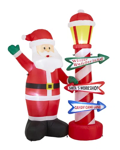 Glitzhome Handmade Inflatable Santa In Multi