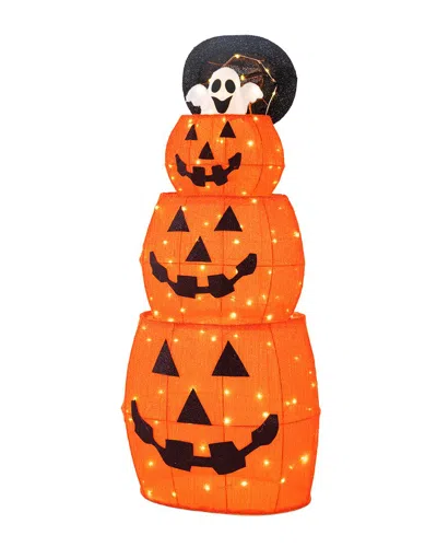 Glitzhome Handmade Lighted Halloween 3d Extendable Fabric Jack-o-lantern  Outdoor Decor In Orange