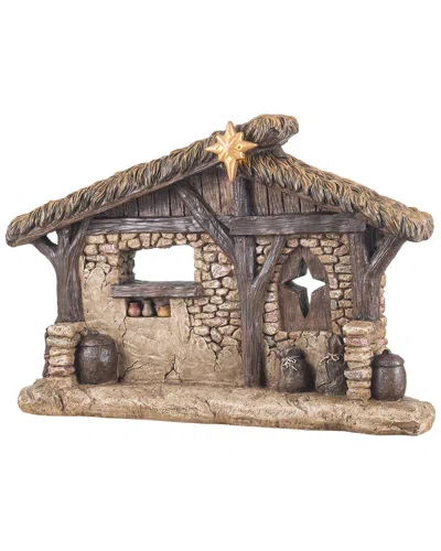 Glitzhome Handmade Lighted Nativity Creche In Neutral