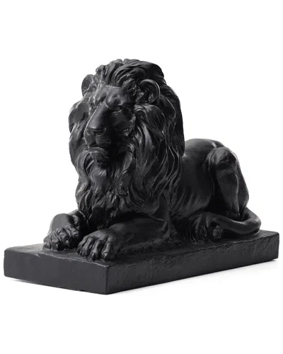 Glitzhome Handmade Lying Lion Garden Statue In Black