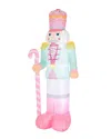 Glitzhome Handmade Macaron Inflatable Nutcracker In Pink