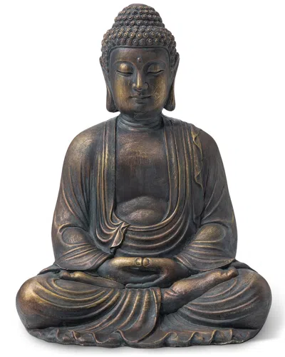 Glitzhome Handmade Meditating Buddha Statue In Metallic