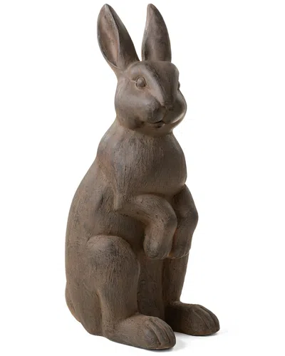 Glitzhome Handmade Oversized Standing Rabbit Statue In Brown