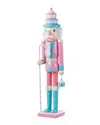 Glitzhome Handmade Pink Cupcake Nutcracker In Multi