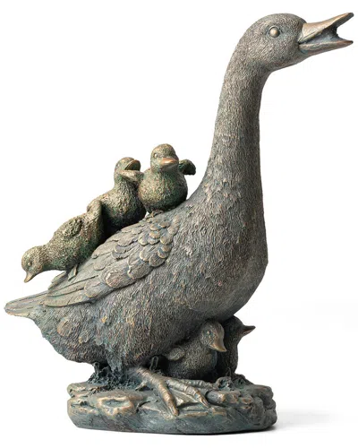 Glitzhome Handmade Resin Duck Garden Statue In Gray