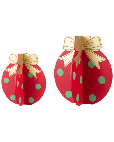 Glitzhome Handmade Set Of 2 Wooden Interlocking Christmas Ornaments Porch  Decor In Multi