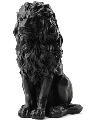 Glitzhome Handmade Sitting Lion Garden Statue In Black