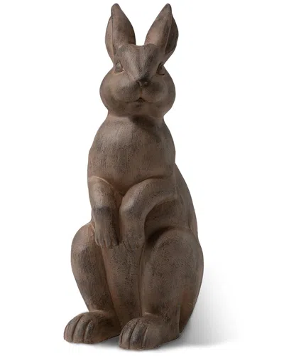 Glitzhome Handmade Standing Rabbit Statue In Brown