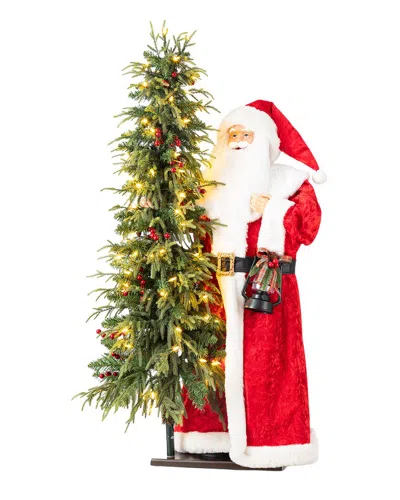 Glitzhome Handmade Traditional Santa With Tree In Multi