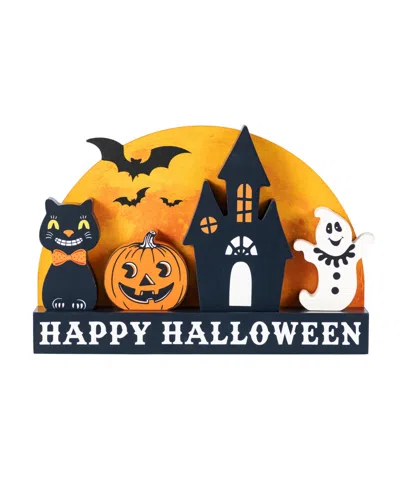 Glitzhome Happy Halloween Wooden Table Block, Set Of 5 In Multi