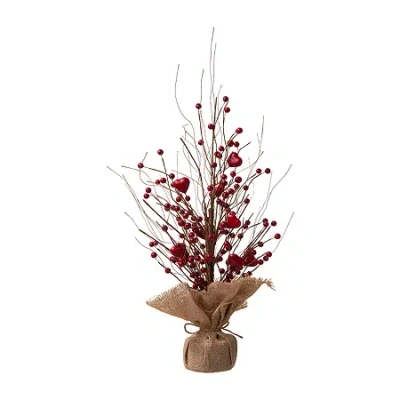 Glitzhome Hearts & Berries Valentines Day Tabletop Decor In Red