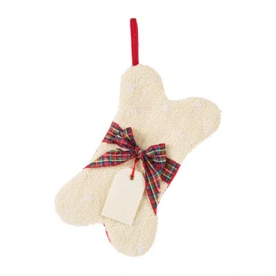 Glitzhome Hooked Bone Stocking In White