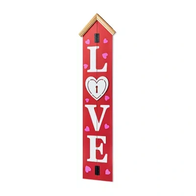 Glitzhome House-shaped Decor Valentines Day Porch Sign In Red