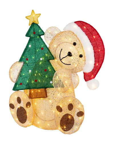 Glitzhome Indoor/outdoor Battery-operated Lighted Greeting Bear In Multi