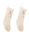 Glitzhome Knitted Christmas Stockings With Pompon Tassel, Set Of 2 In Multi