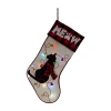 Glitzhome Led Embroidered Linen Cat Christmas Stocking In White