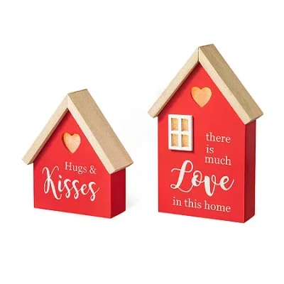 Glitzhome Lighted 2-pc. Valentines Day Tabletop Decor In Red