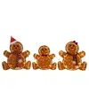 Glitzhome Lighted Fabric Christmas 2d Gingerbread Family Outdoor Decor, Set Of 3 In Multi