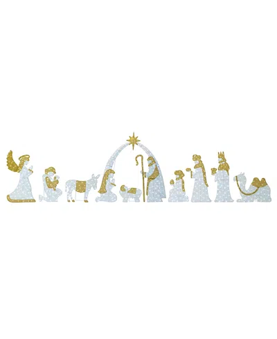 Glitzhome Lighted Fabric Christmas 2d Iridescent Nativity Scene Outdoor Decor, Set Of 11 In Multi