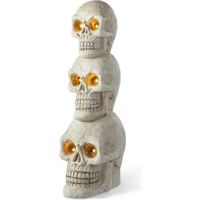 Glitzhome Lighted Halloween Mgo Skull Porch Decor With Timer In White