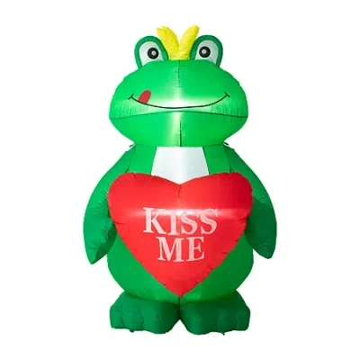 Glitzhome Lighted Valentine's Frog Lighted Outdoor Inflatable In Green