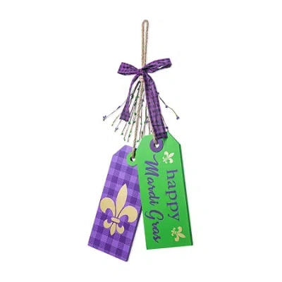 Glitzhome Mardi Gras Wooden Bookmark Door Hanger Wall Sign In Purple