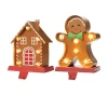 Glitzhome Marquee Gingerbread 2-pc. Christmas Stocking Holder In Brown