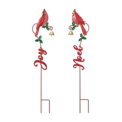 Glitzhome Metal Bell Christmas Yard Art In Red