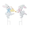 Glitzhome Metal Bunny Painter Easter Yard Art In Multi