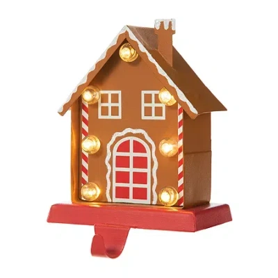 Glitzhome Metal Gingerbread House Christmas Stocking Holder In Brown