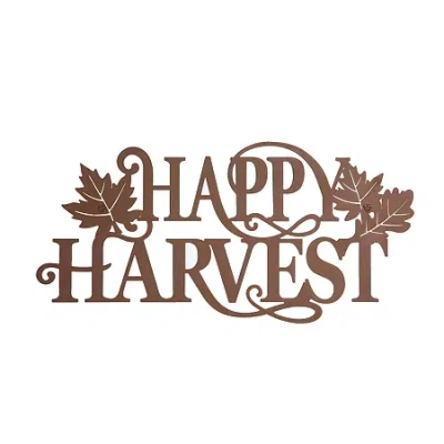 Glitzhome Metal "happy Harvest" Decor Wall Sign In Orange