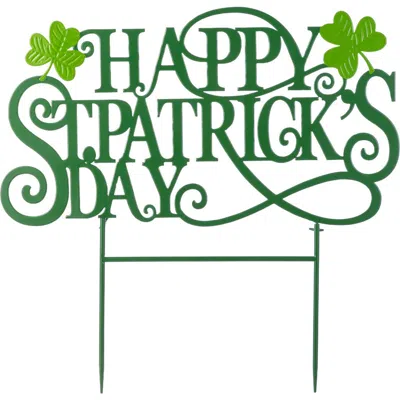 Glitzhome Metal Happy St. Patrick's Day Yard Stake In Green
