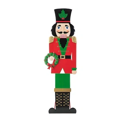 Glitzhome Metal Nutcracker Decor Christmas Porch Sign In Multi