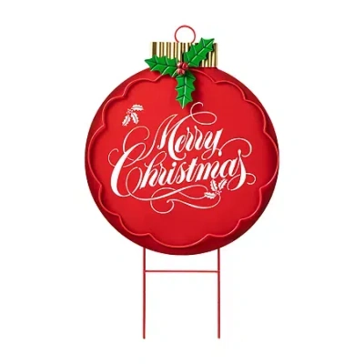 Glitzhome Metal Ornament Christmas Yard Art In Red