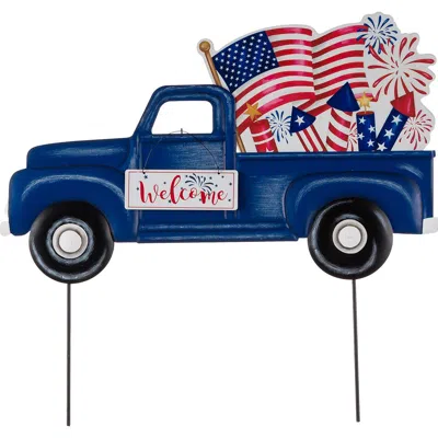 Glitzhome Metal Patriotic Americana Truck Yard Stake Or Wall Decor In Multi