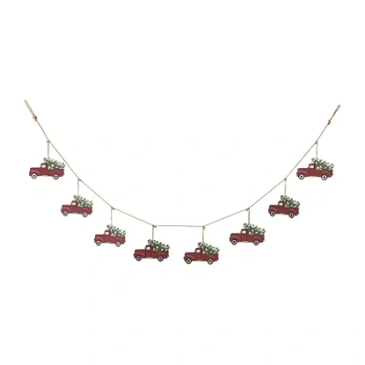 Glitzhome Metal Red Truck Indoor Garland