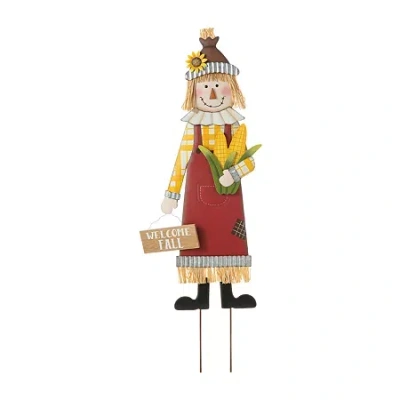 Glitzhome Metal Scarecrow Thanksgiving Yard Art In Multi