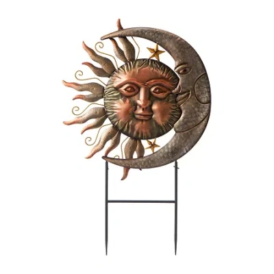 Glitzhome Metal Sun And Moon Yard Art In Multi